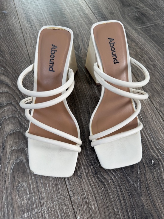 Abound Shoes - Abound White Strappy Block Heel Mules